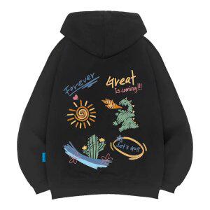 엘라모 기모H 렛츠고다이노 후드티 남녀공용 빅사이즈 M~4XL