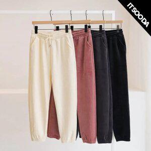 [잇수다] 보들보들 융기모 벨로아 와이드/조거 밴딩 팬츠