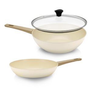 [리벤스] 세라믹 인덕션 후라이팬/궁중팬 3종 세트(후28+궁28+유리뚜껑)