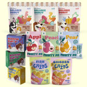 멍냥빌리지 강아지간식 2in1 영양 간식 11종 칩스 밸런스도넛 프루티파이 부스터바 모