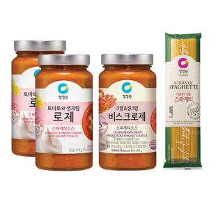 청정원 파스타소스, 로제, 600g, 2개 + 비스크로제, 600g, 1개 + 스파게티면, 500g, 1