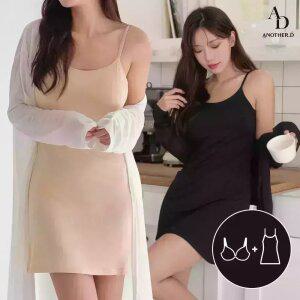 [브라캡 내장] 포인원 끈 브라 원피스 나시 슬립