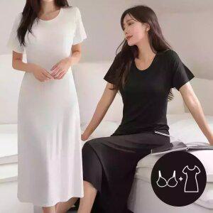 [브라캡 내장] 포인원 반팔 브라탑 원피스 2컬러