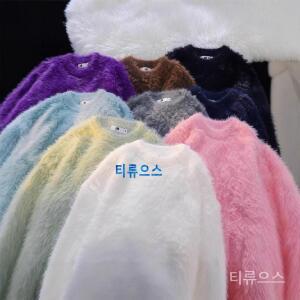 티류으스 남자 앙고라니트 남여공용 스웨터 라운드 남성 니트