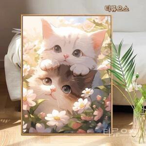 치유 고양이 디지털 유화 DIY 유화그리기세트 티류으스
