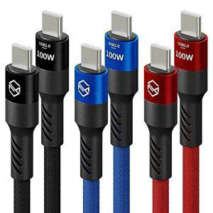 [100W C to C 로프 케이블] C타입 PD 고속 충전 케이블 노트북 태블릿 초고속 충전기