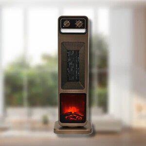 겨울 가정용 타워형 난방기 온도 조절 전기 안전 PTC 히터 온풍기 스토브 벽난로 디자