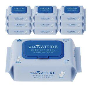 위드네이쳐 변기 쏙 비데 물티슈 100매 10팩 (1000매) 프리미엄 텐셀 천연 펄프 함유