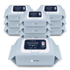 아임클린 변기에 바로 버리는 비데 물티슈 캡형 100매 10개 무향