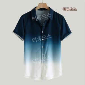 해외여름 한산 모시옷 생활 개량 남자 반팔 쿨 린넨 셔츠 메쉬 그라데이션 여름 티류으