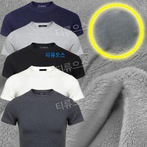 겨울용 남성 반폴라 기모티셔츠 보온 목폴라 미디움넥 반소매 티류으스