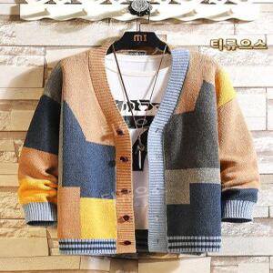 남성 캐주얼 버튼가디건 니트 티류으스