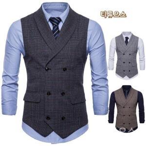 신상 강추 남성 줄무늬 정장 조끼 빅사이즈 양복 베스트 비즈니스 더블 단추 티류으스