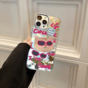최신 귀여운 아이폰 케이스 선글라스 고양이 미러 / 핸드폰케이스 16 15 14 13 프로 플