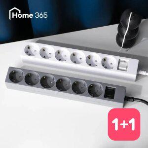 [1개+1개] 홈365 국산 과부하차단 멀티탭 6구 1.5m / 16A