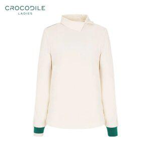 [20%쿠폰+카카오페이7%][크로커다일 레이디] 소매배색포인트 변형 카라 티셔츠_CLCWTS