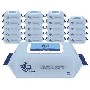 [국내제조] Original 땡큐 물티슈 100매 캡형 20팩 대용량 플레인 갓성비 저자극