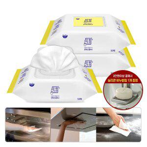 자우버 기름때제거 인덕션 클리너 티슈 50매입X3개 / 후드기름때제거 가스렌지후드청소