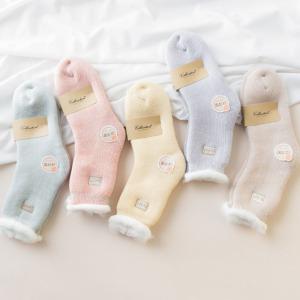 반디비 파스텔 여성 기모 양말 겨울 사무실 두꺼운 울 수면
