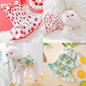 강아지옷 고양이 봄 여름 지짐이 주름 원피스 예쁜 애견의류 XS-XL