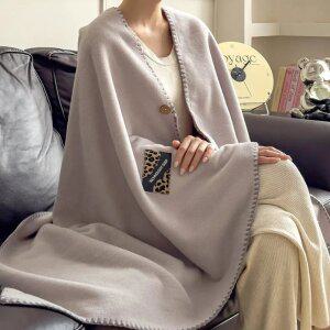 따뜻한 단추 무릎 담요 극세사 캠핑 망토 담요[모조리박]