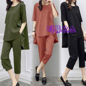 여성트레이닝복세트여름티셔츠반팔티7부바지운동복세트츄리닝 맨투맨 트레이닝 빅사이