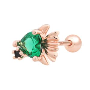 [라울스톤] 14K 골드핀 그린 피쉬 심플 데일리 오션 베이직 이너컨츠 트라거스 연골 룩