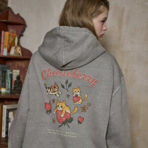 [2-WAY] 치즈베리 피그먼트 후드 집업 고스트그레이