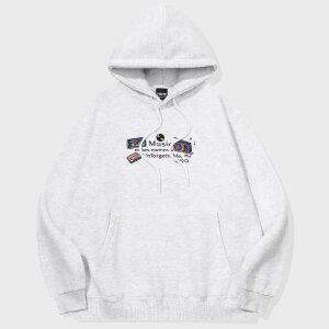 뮤직 모먼츠 자수 후드티 멜란지화이트