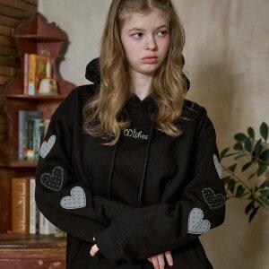 위시스타 코듀로이 패치 후드티 블랙