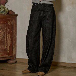 우먼 노멀 와이드 데님 블랙