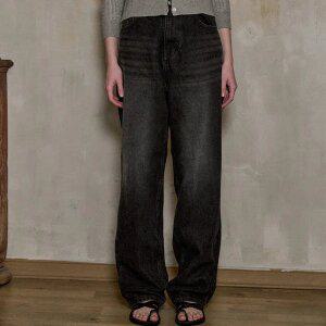 우먼 코코 와이드 데님 팬츠 블랙