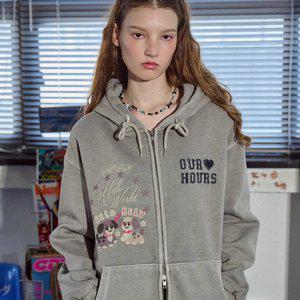 [2-WAY] 벨로벨리 피그먼트 후드 집업 고스트그레이