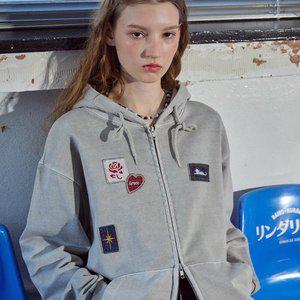 [2-WAY] 로즈캣 피그먼트 후드 집업 고스트그레이