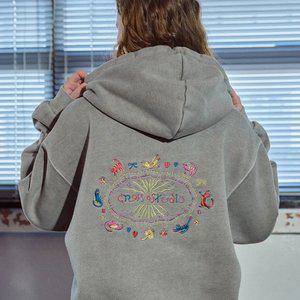 [2-WAY] 캣스티치 피그먼트 후드 집업 고스트그레이