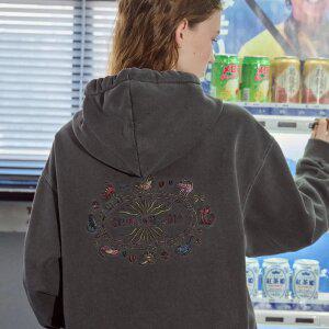 [2-WAY] 캣스티치 피그먼트 후드 집업 스모크블랙