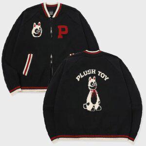 [2-WAY] 플러시 니트 집업 블랙