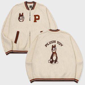 [2-WAY] 플러시 니트 집업 아이보리