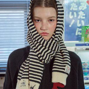 캣스티치 스트라이프 머플러 아이보리