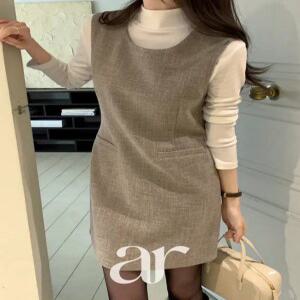 (깔끔단정/포근한소재/슬리브리스) 보카시 슬리브리스 원피스 레이어드룩 단정핏 하객