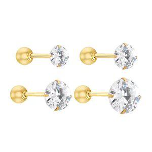 [골드피아] 14K 심플 화이트큐빅 피어싱 (1개)