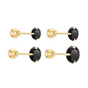 [골드피아] 14K 심플 블랙큐빅 피어싱 (1개)