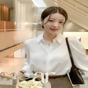 (MADE/링클프리/올데이시리즈) 베르니 카라 퍼프 블라우스 bs6413