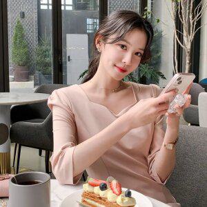 슬림핏 다이아넥 퍼프 A라인 미니 원피스 op13708