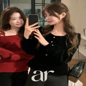 (MADE) 엘리니아 진주 페플럼 벨벳 블라우스 bs7288