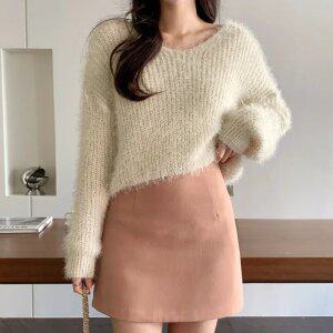 데쥬 브이넥 루즈핏 퍼 니트 nt3927