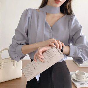 (컬러추가/타이탈착가능) 러브유 타이 블라우스 bs7719