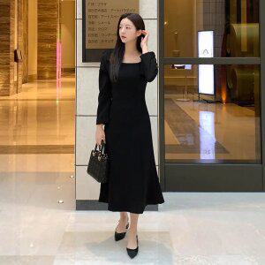 (2기장/하객룩/셀프웨딩) 스퀘어넥 머메이드 롱원피스 연말룩 셀프웨딩룩 페미닌룩 op