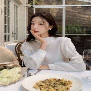 레일리 리본 소매 반목 기모 블라우스 bs7767