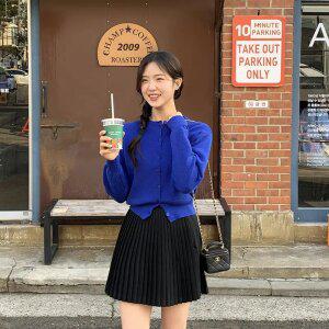 로버 라운드넥 세미 크롭 니트 가디건 cd3029